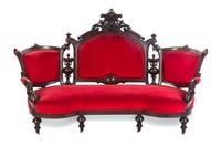A Victorian Walnut Triple Back Settee, JEFF JELLIFF, Width 68 inches. — JEFF JELLIFF,
