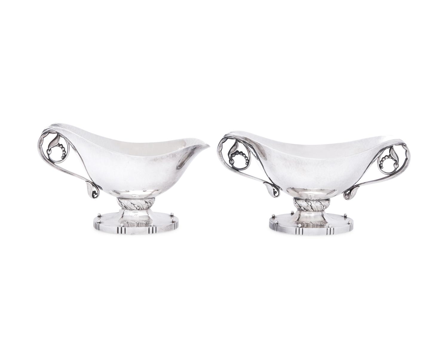 A Georg Jensen Silver Sugar Bowl and Creamer Set