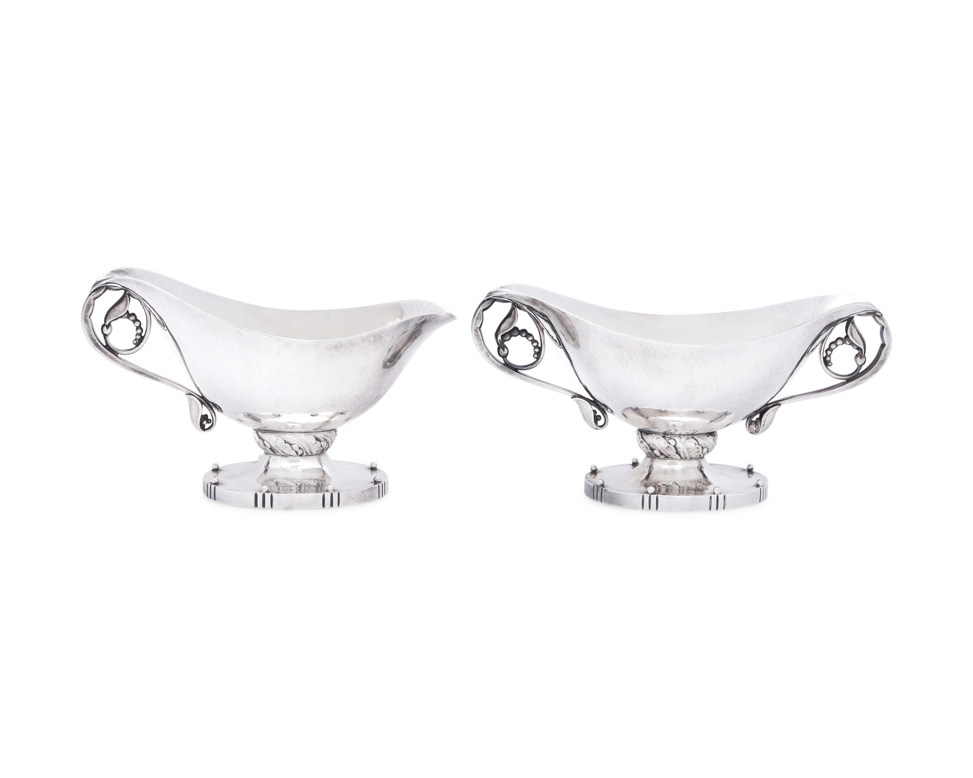 A Georg Jensen Silver Sugar Bowl and Creamer Set