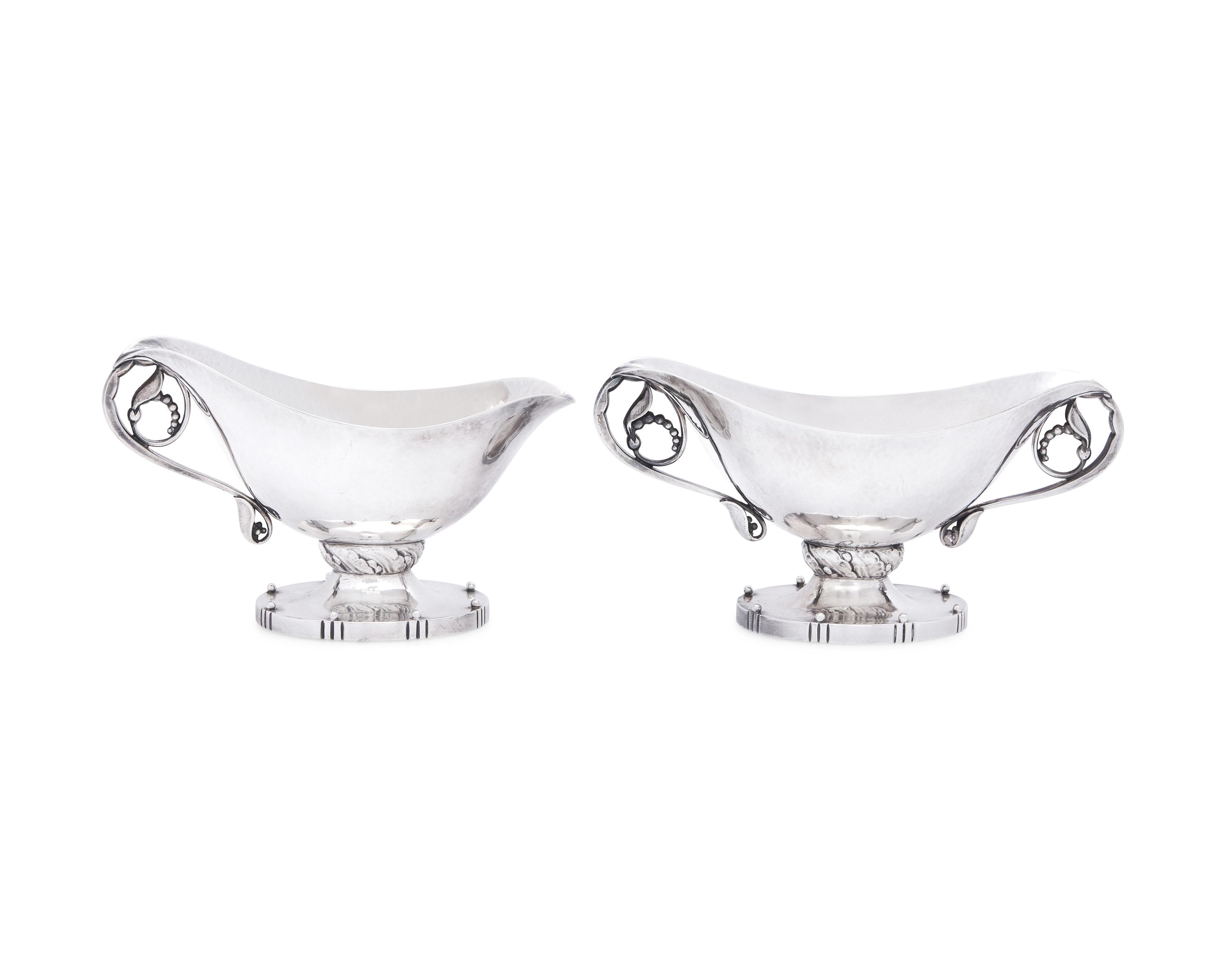 A Georg Jensen Silver Sugar Bowl and Creamer Set