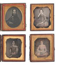[EARLY PHOTOGRAPHY]. 13 cased images featuring hand tinting.