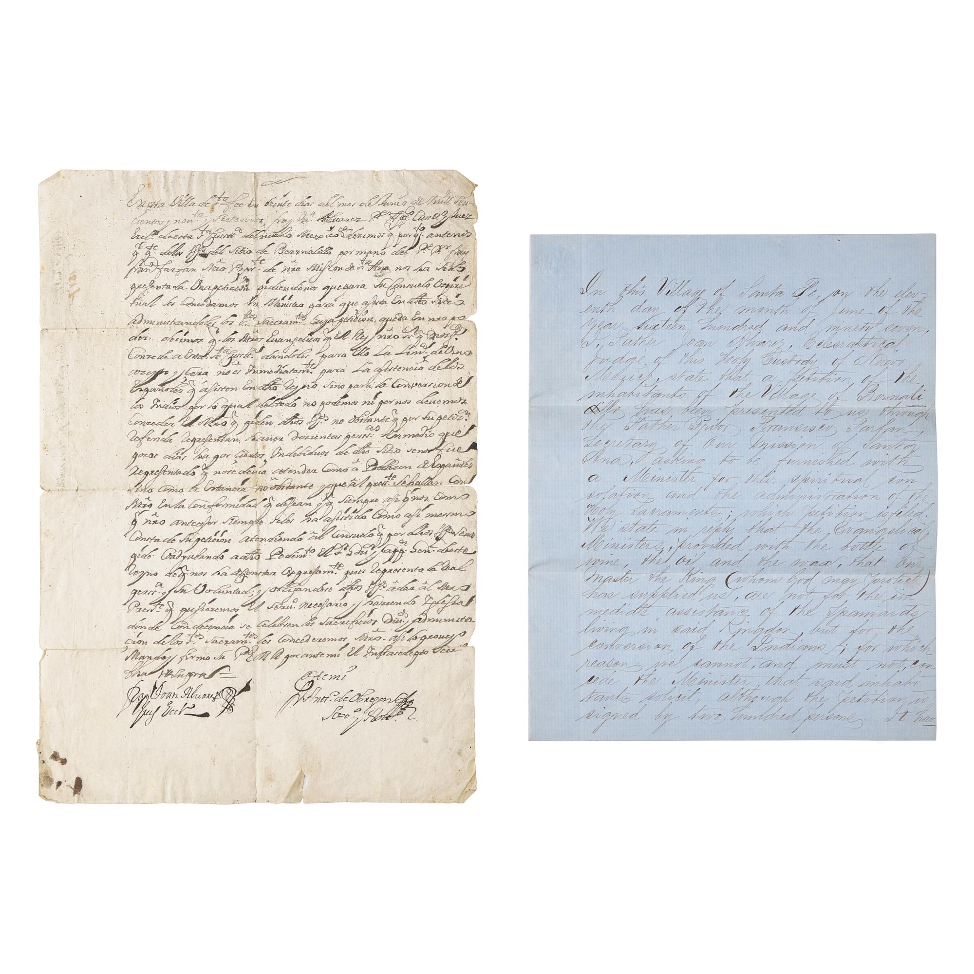 [Native-Americana] [New Mexico] Obregon, Antonio de. Autograph Document, signed