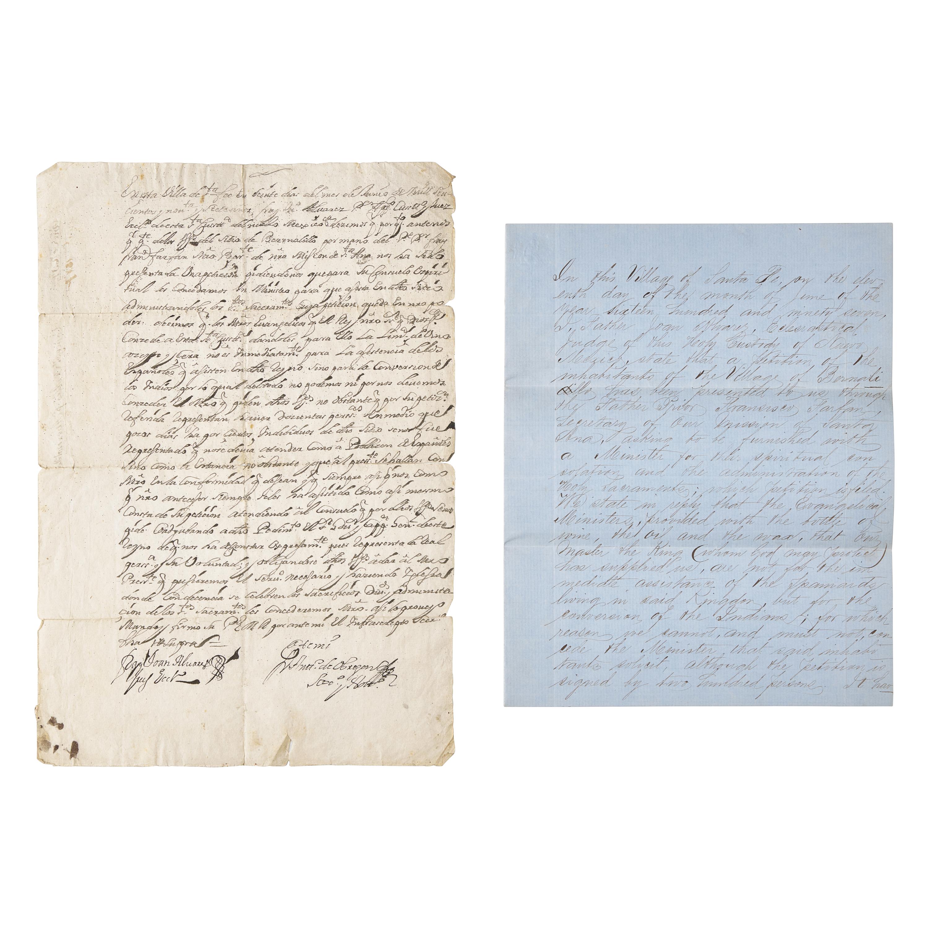 [Native-Americana] [New Mexico] Obregon, Antonio de. Autograph Document, signed