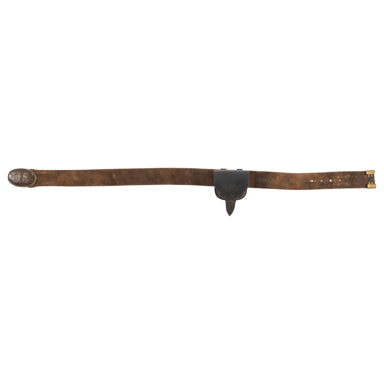 U.S. Civil War Infantry Belt with Maker Marked U.S. Plate & Cap Pouch