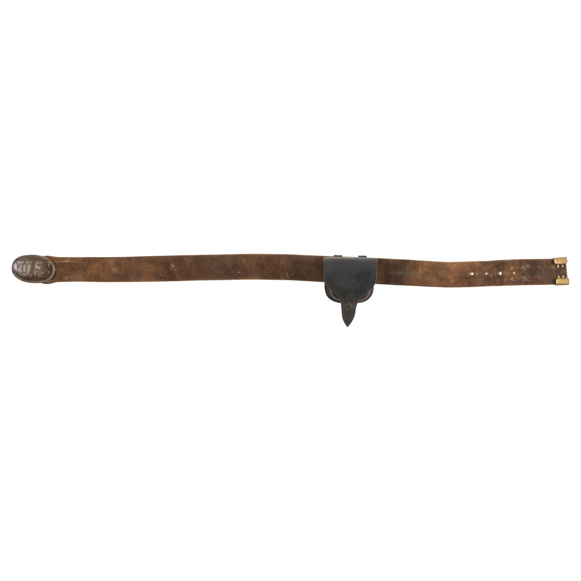 U.S. Civil War Infantry Belt with Maker Marked U.S. Plate & Cap Pouch