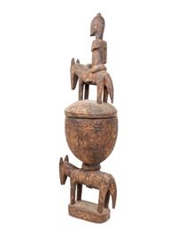A Dogon Carved Figural Offering Bowl