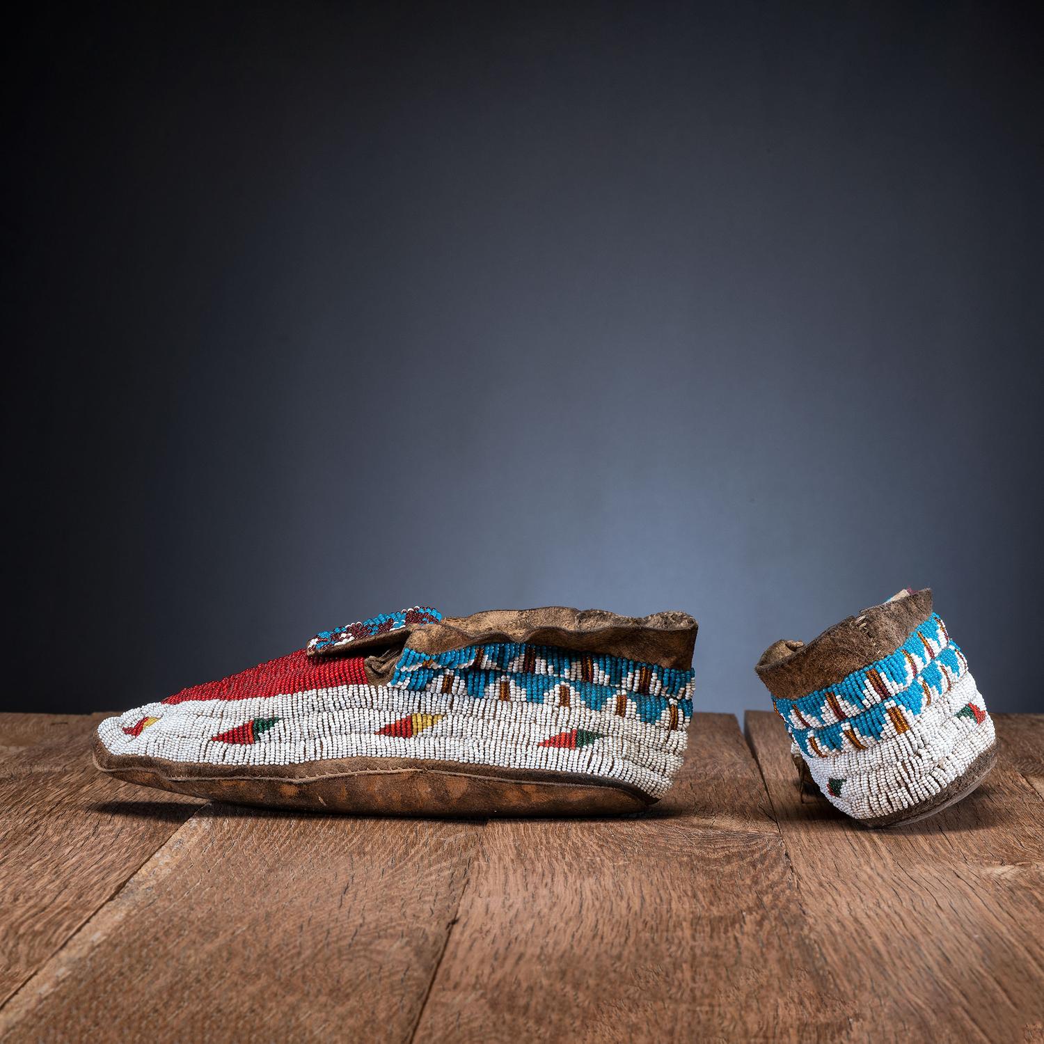 Sioux Beaded Buffalo Hide Moccasins