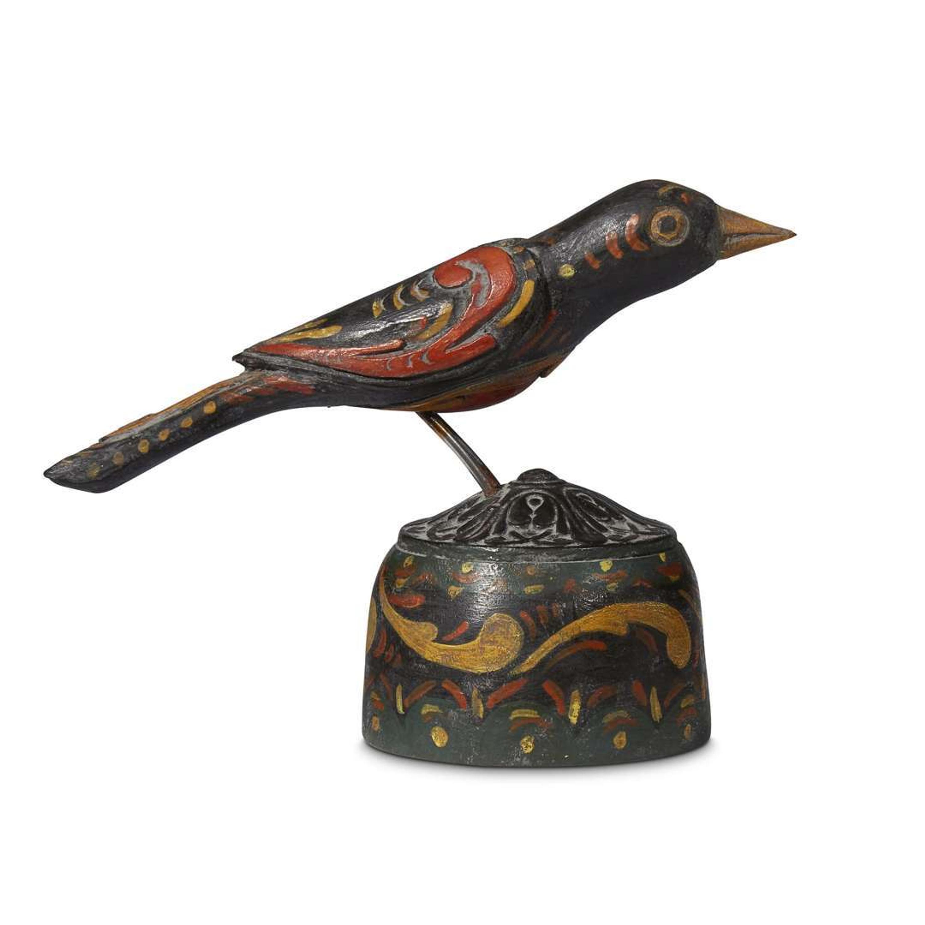 Carved and painted figure of a bird Robert Stauffer, late 20th century