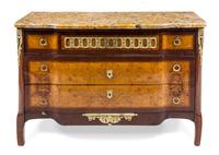 A Louis XVI Style Marquetry Decorated Commode Height 29 3/8 x width 43 5/8 x depth 19 1/4 inches. — 19TH/20TH CENTURY
