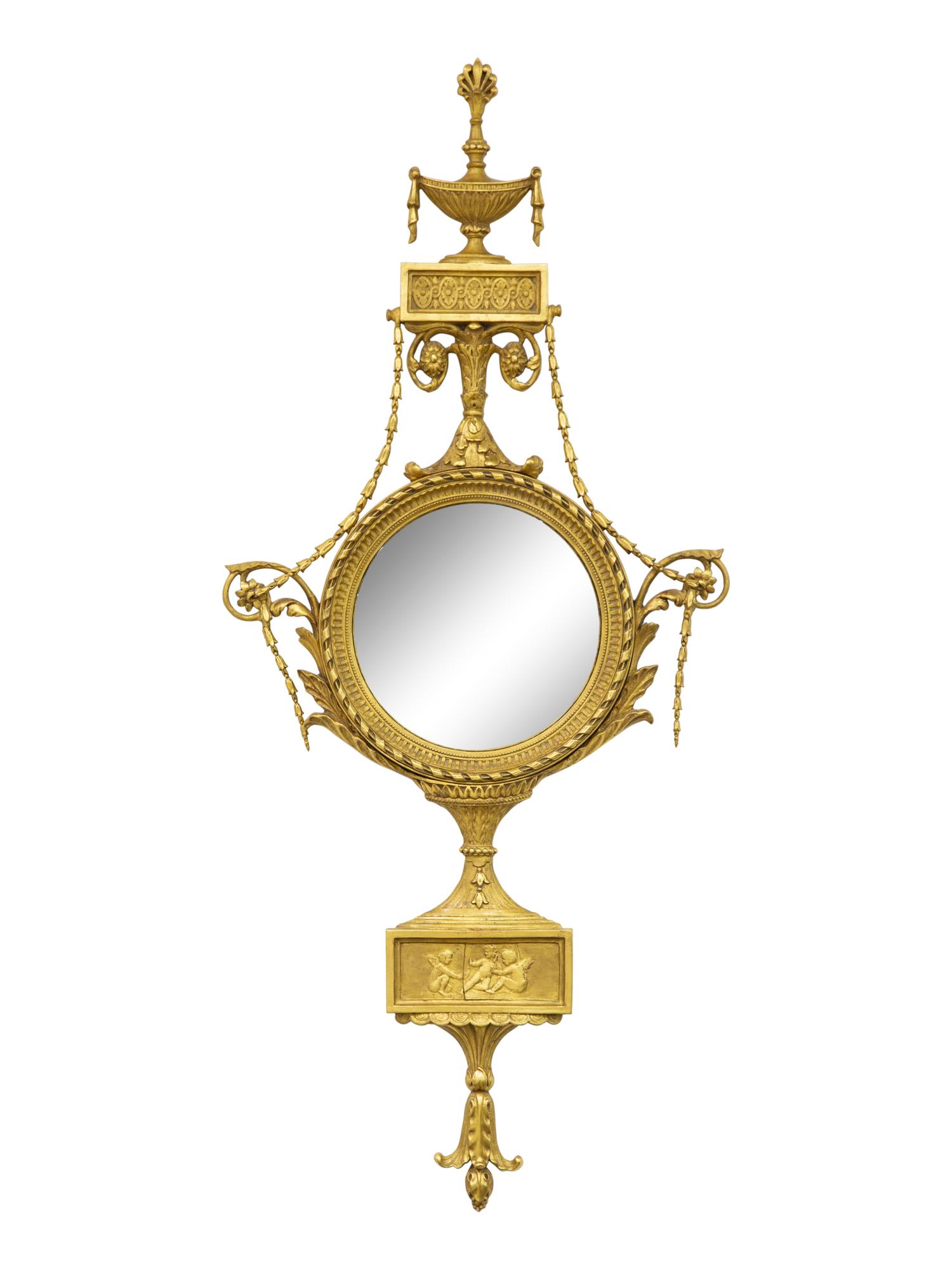 An Adam Style Giltwood Convex Mirror