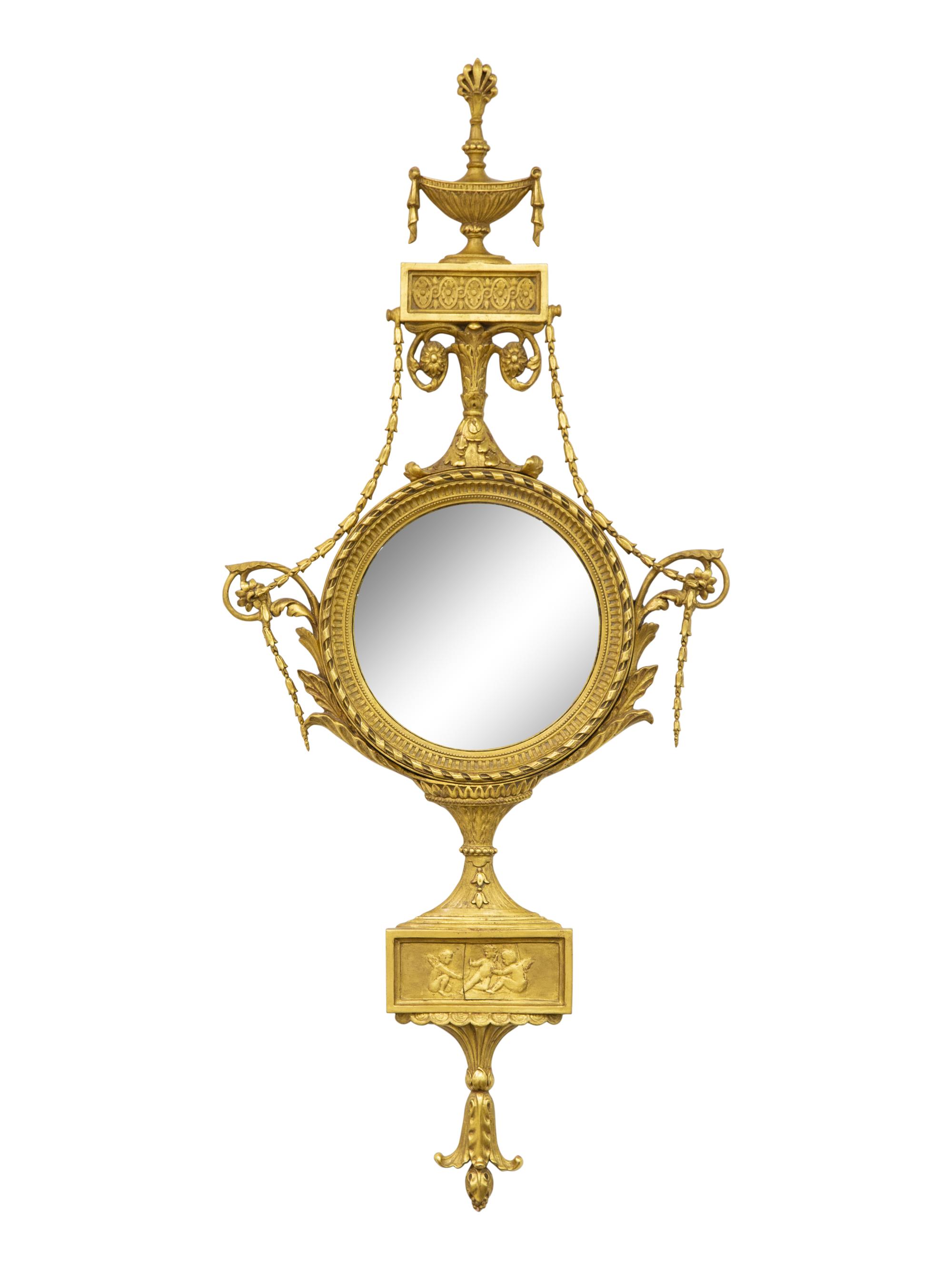 An Adam Style Giltwood Convex Mirror