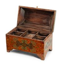 A Middle Eastern Amber, Turquoise and Lapis Lazuli Inlaid Table Casket