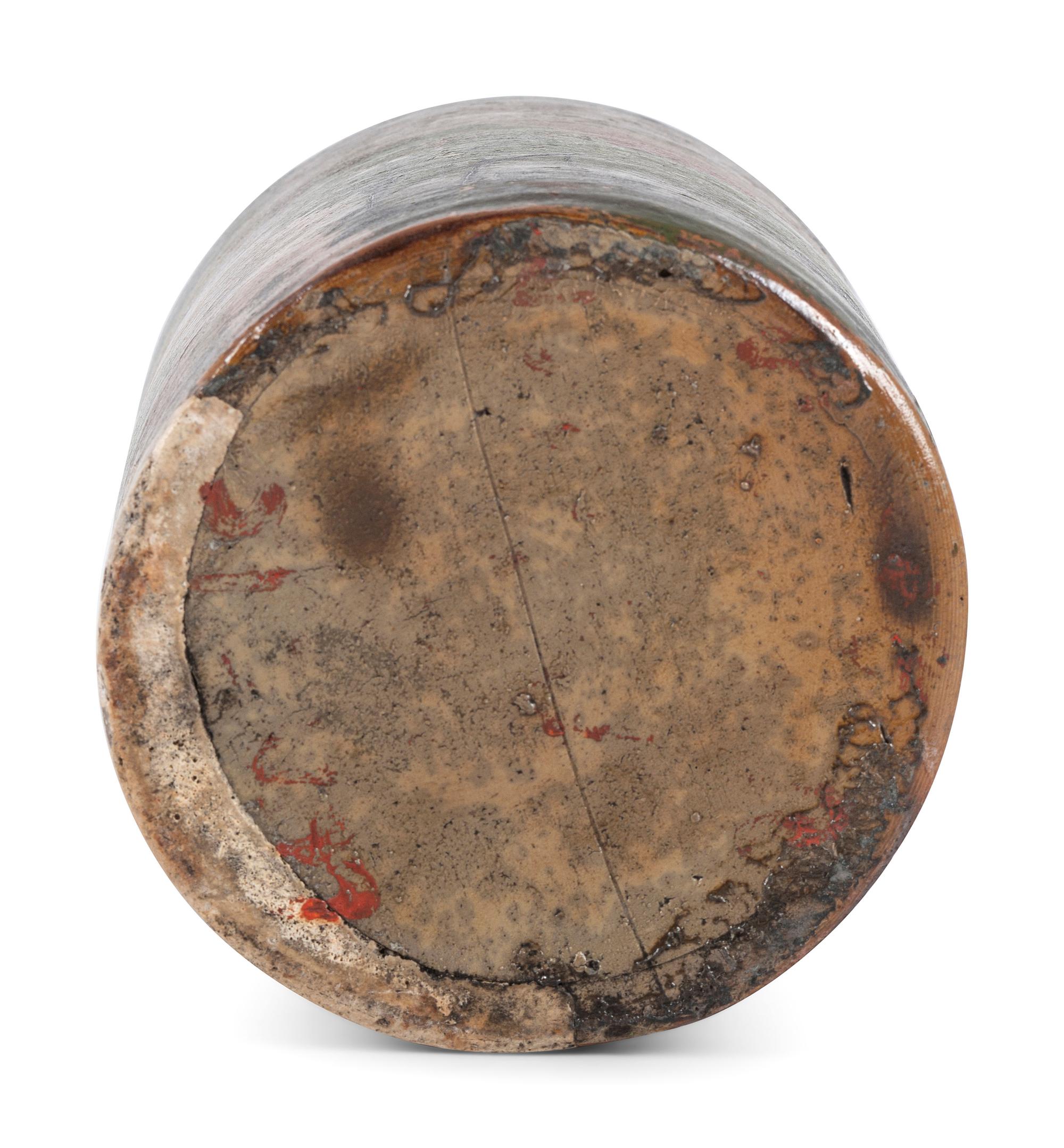 A Paint Decorated Stoneware Bottle