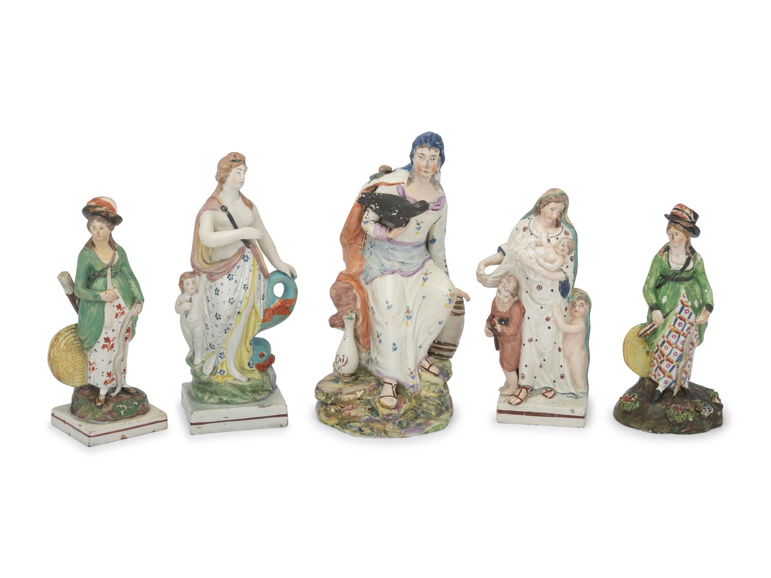 Five Staffordshire Figures of Women