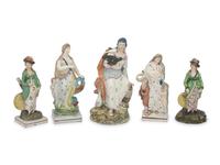 Five Staffordshire Figures of Women