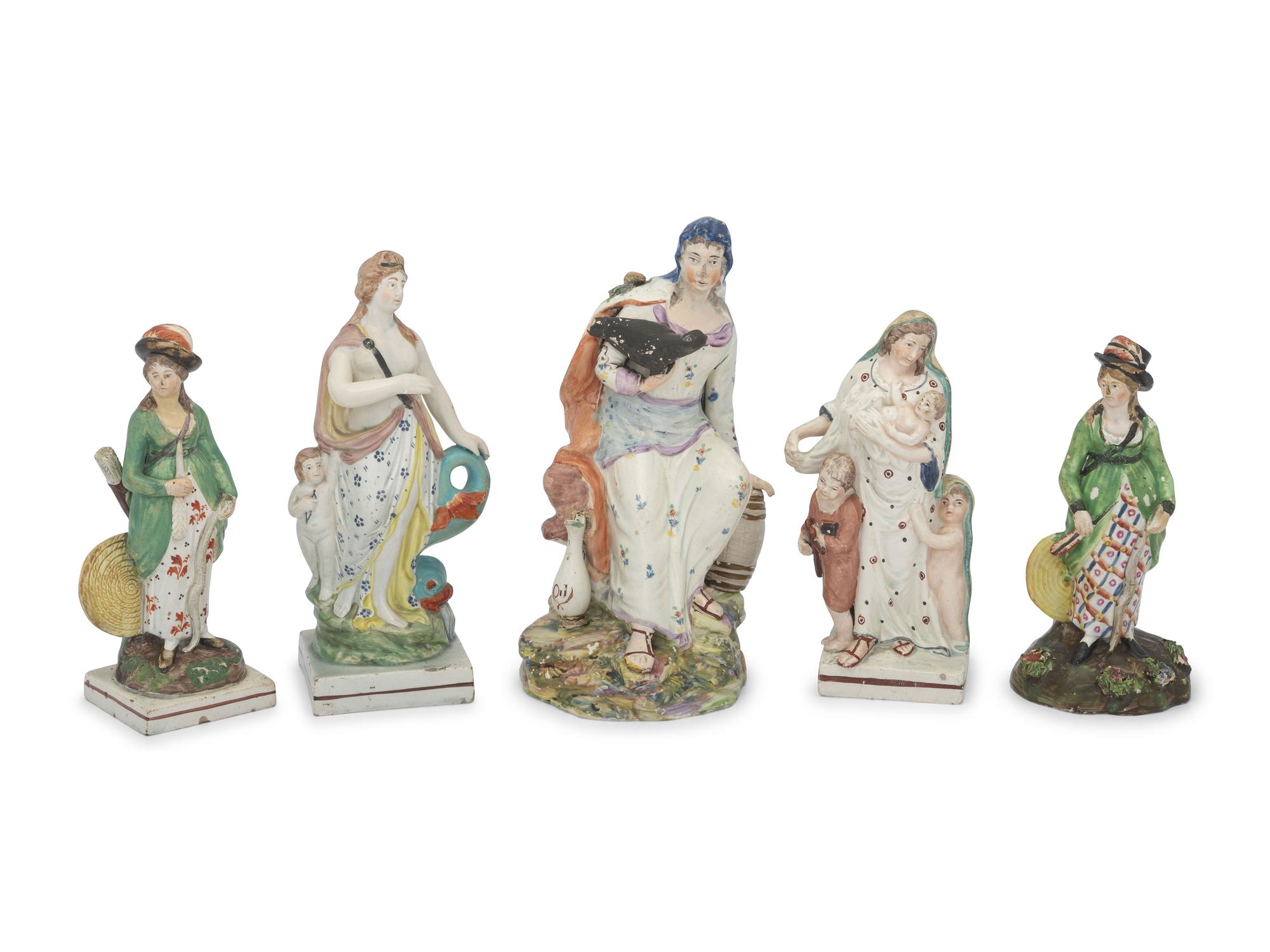 Five Staffordshire Figures of Women