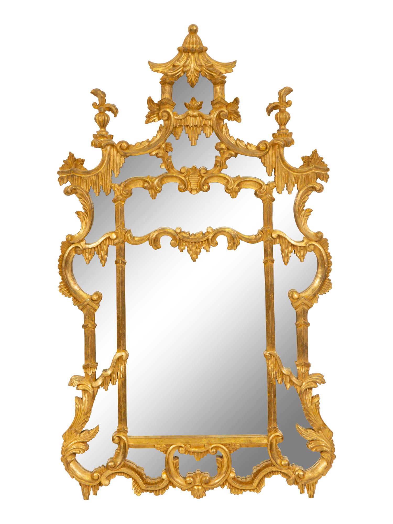 A Chinese Chippendale Style Giltwood Mirror
