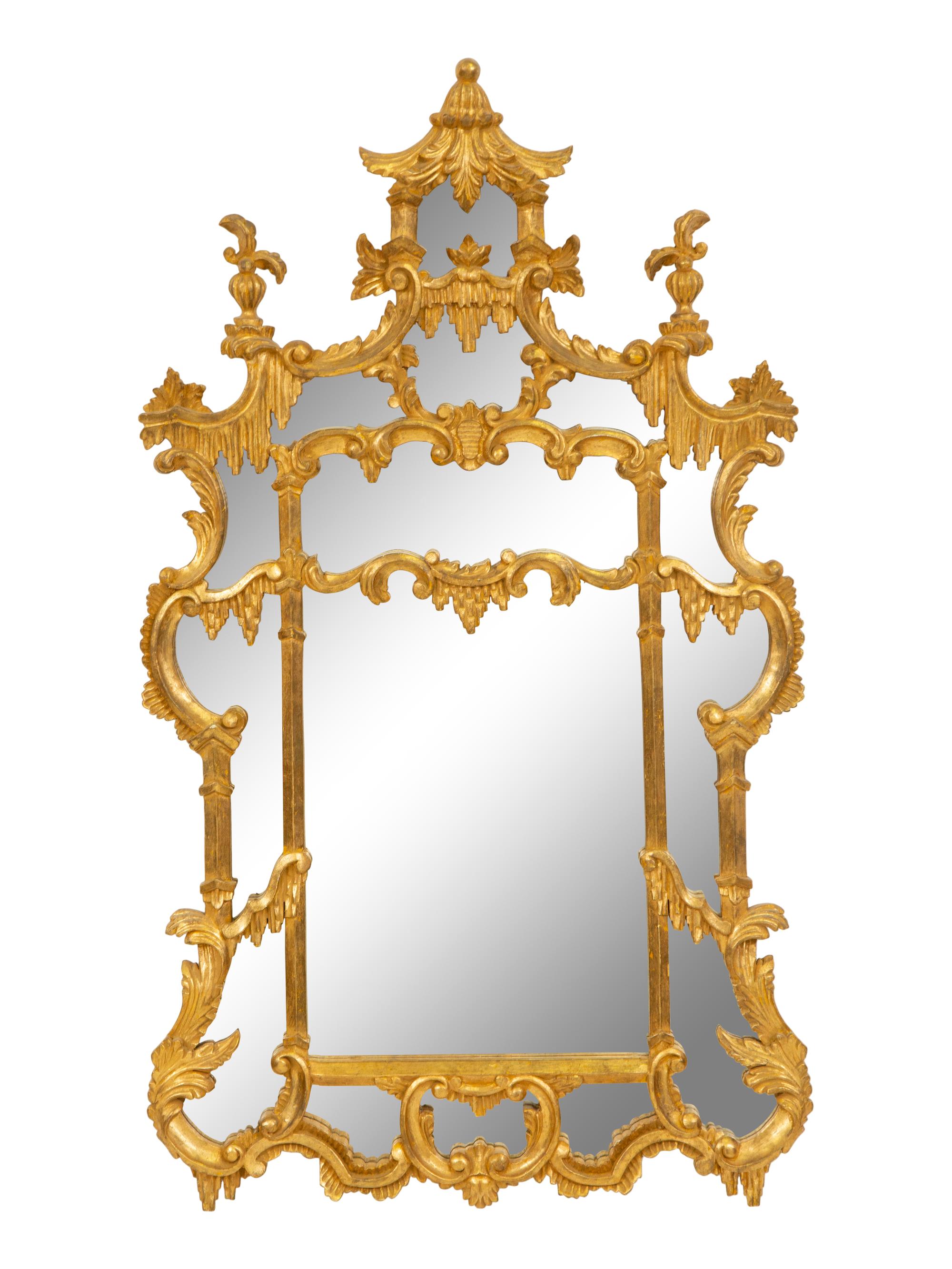 A Chinese Chippendale Style Giltwood Mirror