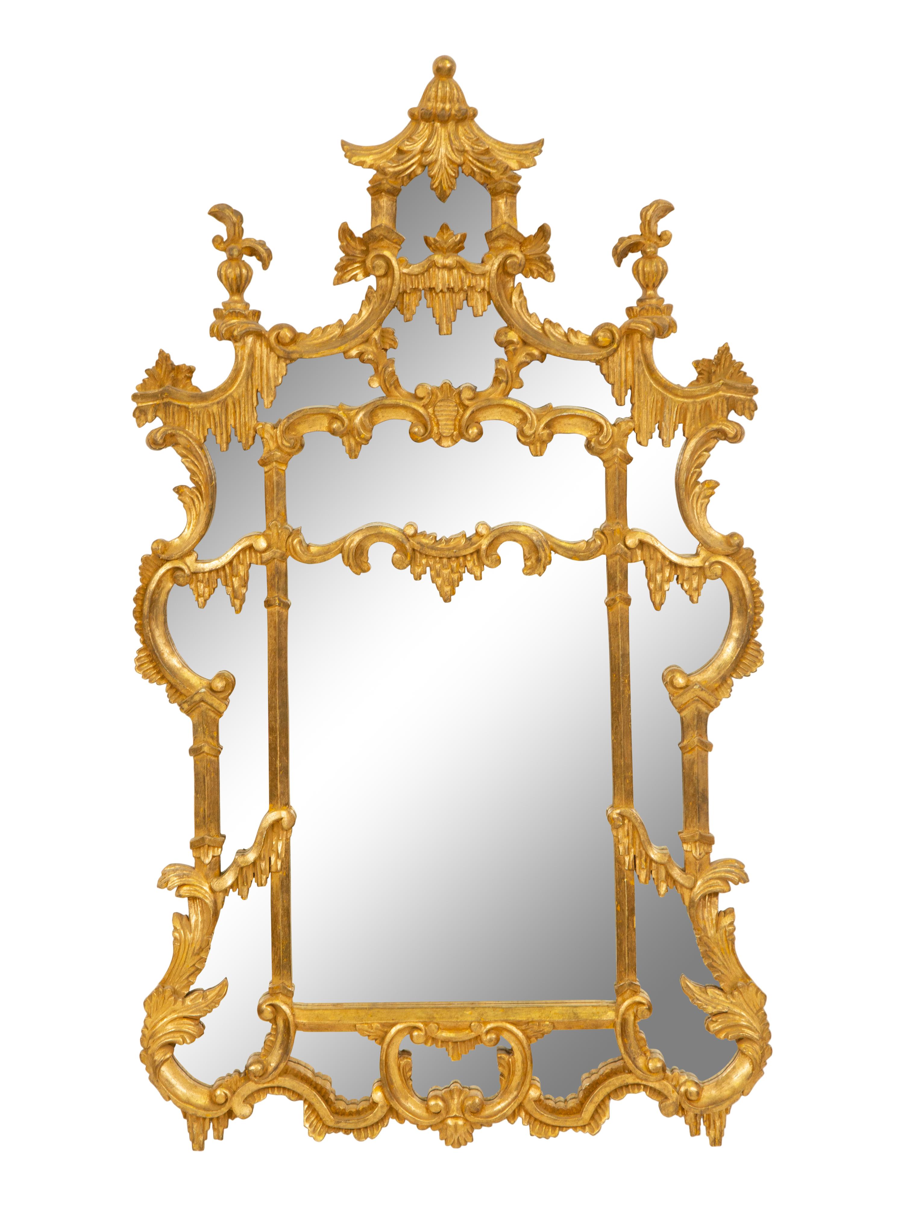 A Chinese Chippendale Style Giltwood Mirror