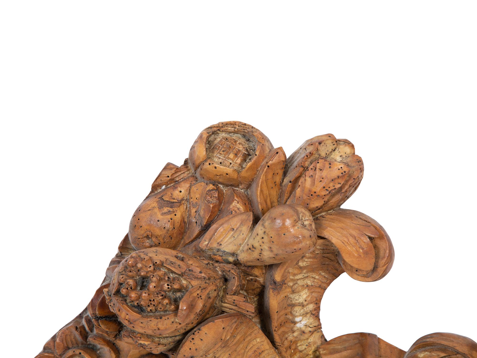 A Pair of Continental Carved Fruitwood Cornucopia Wall Appliques