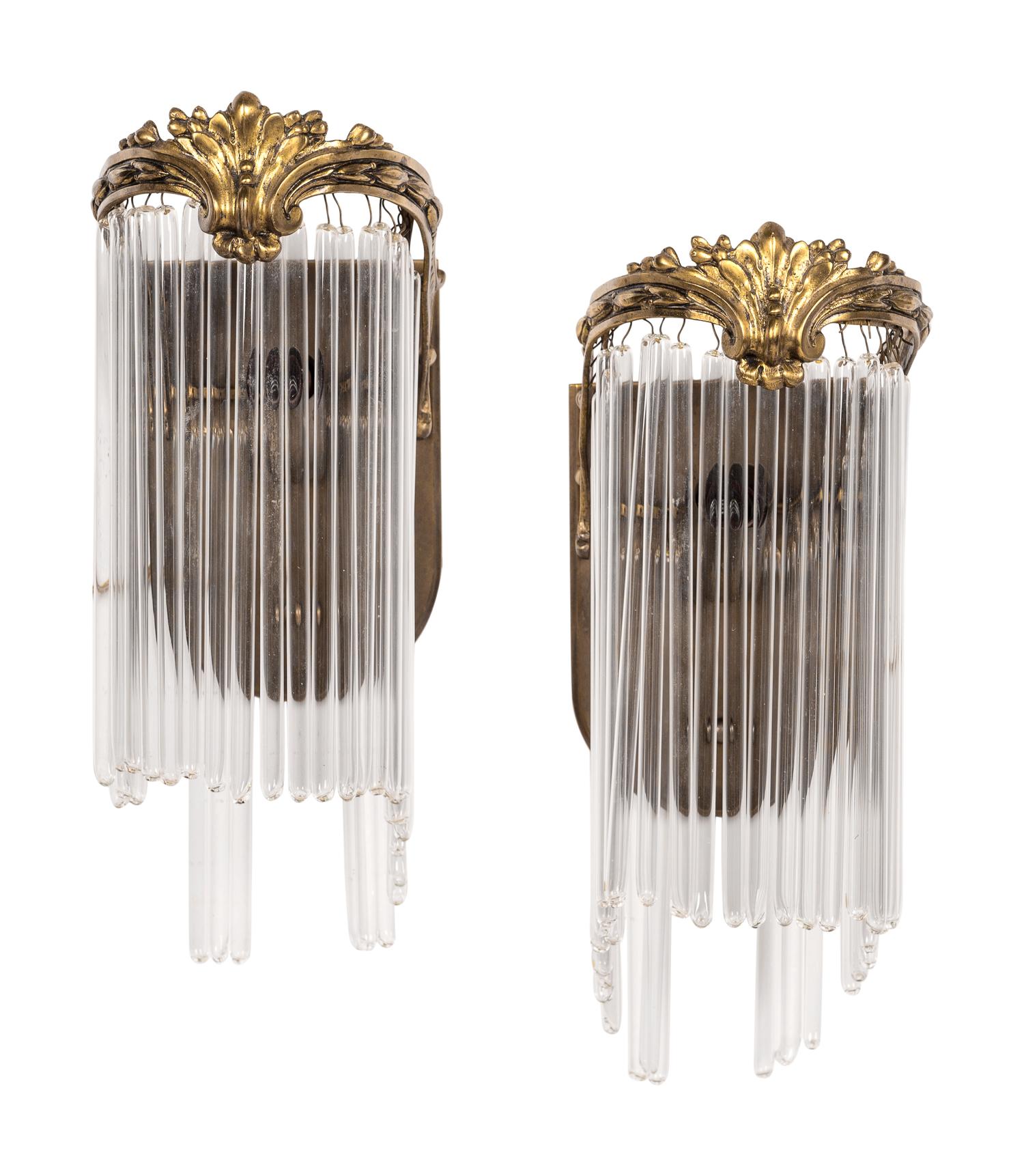 A Pair of Gilt Brass Single-Light Sconces in the Style of Hector Guimard