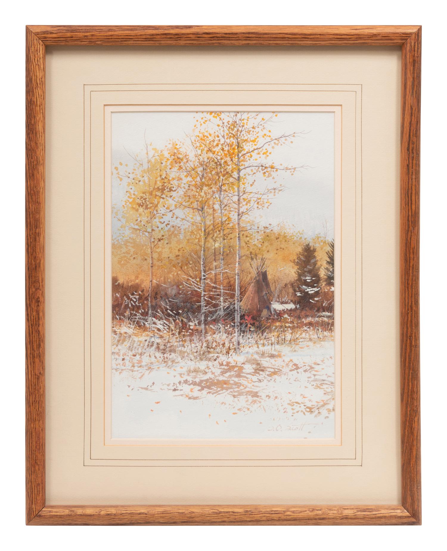 A Pair of Camp Scene Watercolors