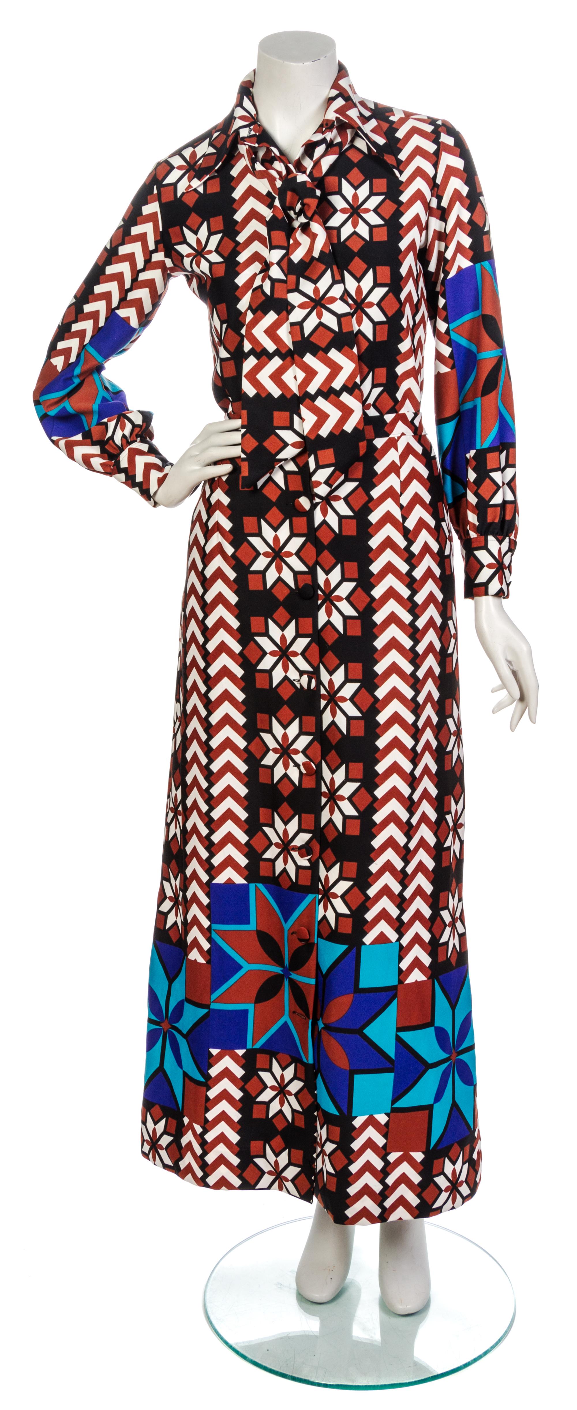 A Lanvin Multicolor Geometric Print Skirt Ensemble,