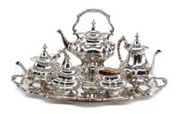 An American Silver Tea and Coffee Service, Reed & Barton, Taunton, MA, Mid-20th Century, Hampton Court pattern, comprising a water kett