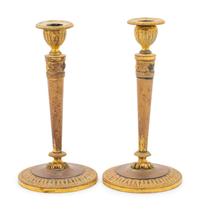 A Pair of Empire Style Gilt Metal Candlesticks