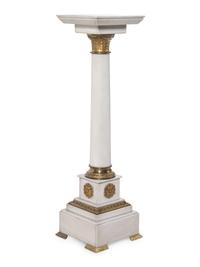 A Continental Gilt Bronze Mounted Marble Pedestal