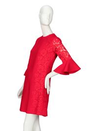 Valentino, Red Lace-Embellished Dress