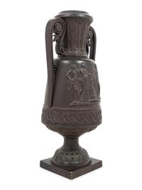 A Neoclassical Black Glazed Composition Vase