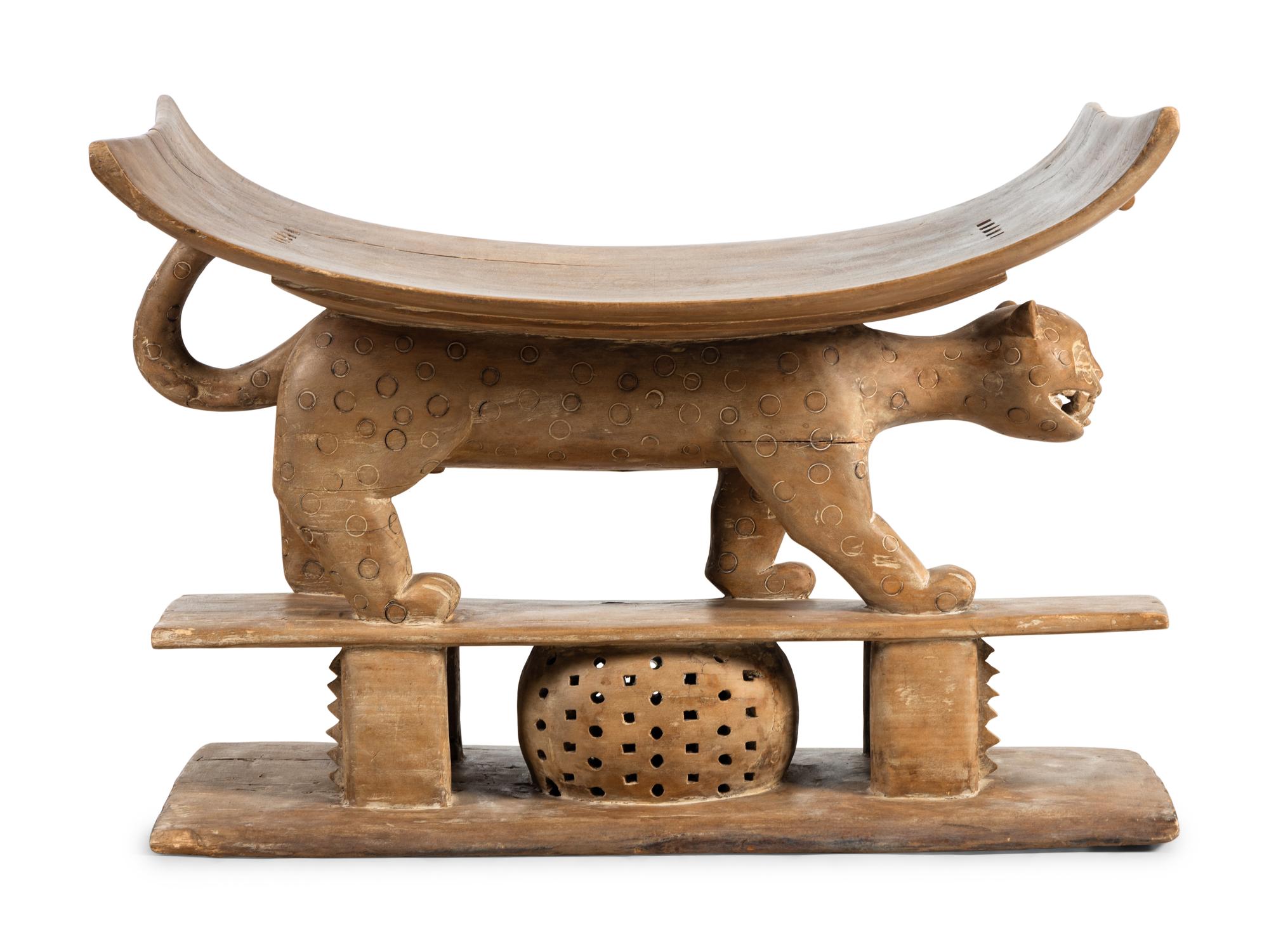 An Asante Carved Wood 'Leopard' Stool