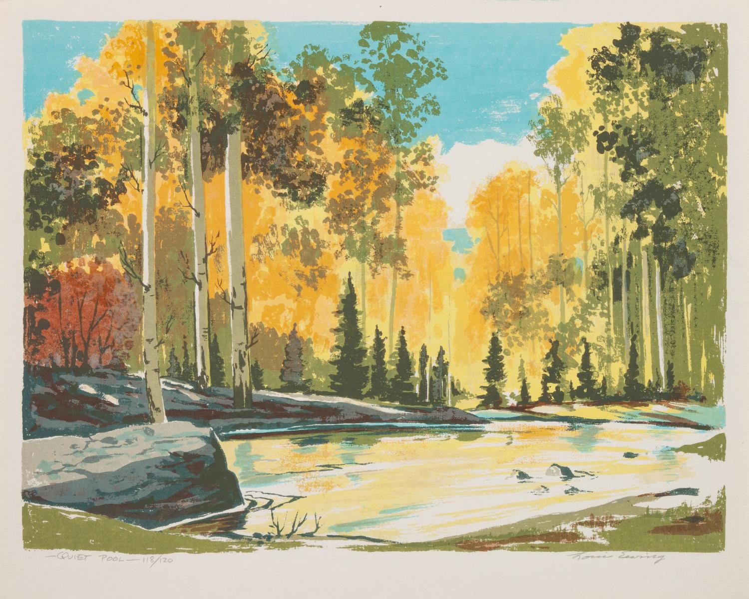 Five Works: Quiet Pool , edition 118/120; Fall Pasture , edition 94/130; Northern New Mexico , Over Print #1; Winter Afternoon; Night Stag , edition 129/150