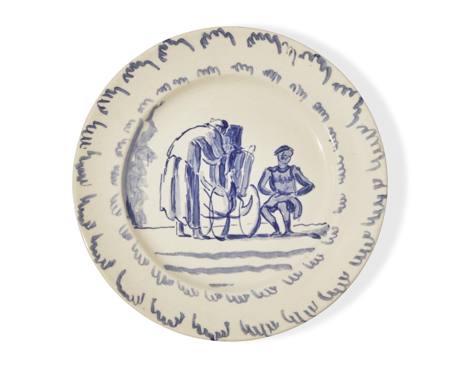A Wedgwood Painted Creamware Plate
