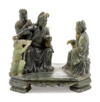 A Chinese Carved Hardstone Figural Group