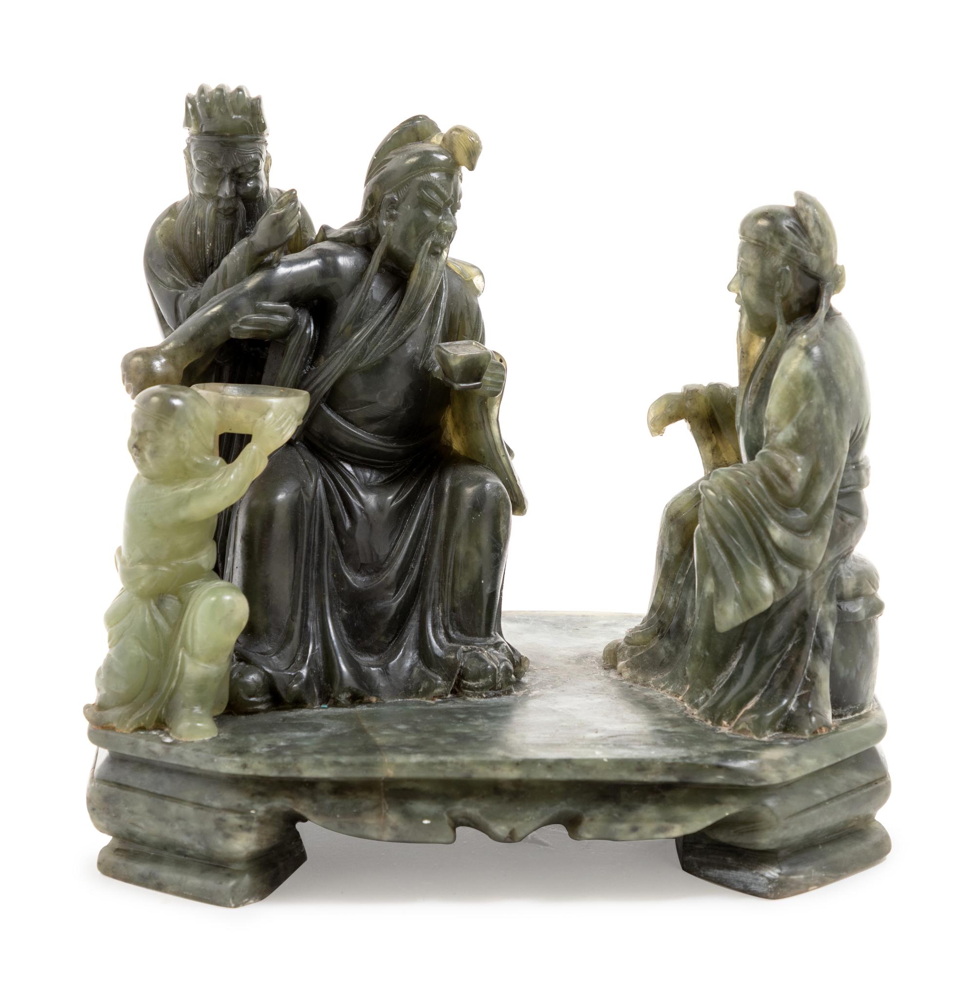 A Chinese Carved Hardstone Figural Group