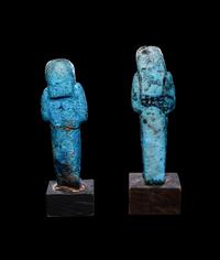 Two Egyptian Blue Faience Ushabtis