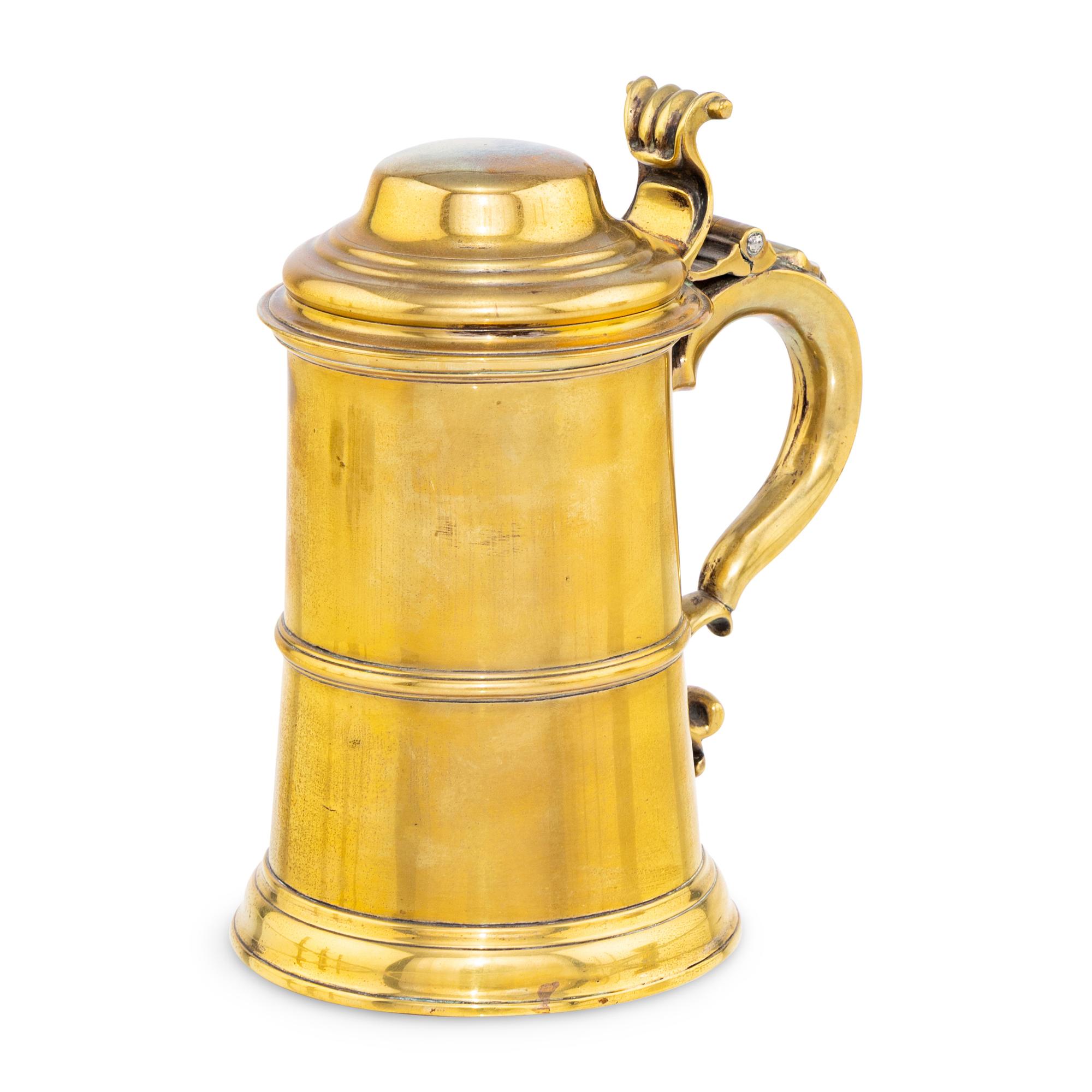 A George II Brass Covered Tankard
