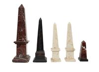 A Group of Five Marble Obelisks