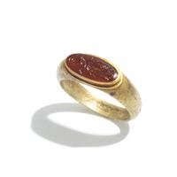 A Roman Gold and Carnelian Finger Ring with the Goddess Minerva