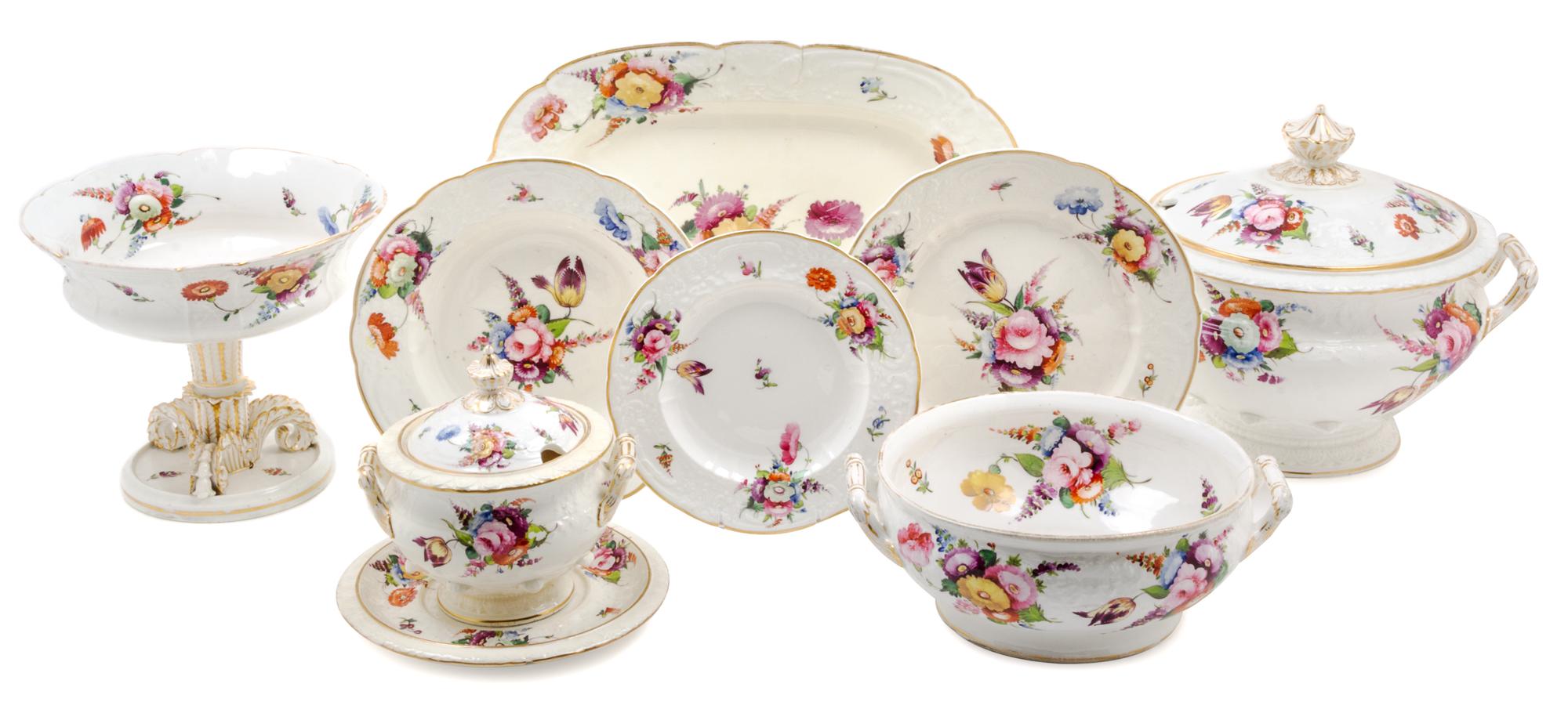 A Coalport Porcelain Dinner Service Width of first 18 3/4 inches. — CIRCA 1815-1825