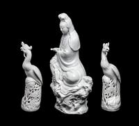 Three Chinese Blanc-de-Chine Porcelain Figures