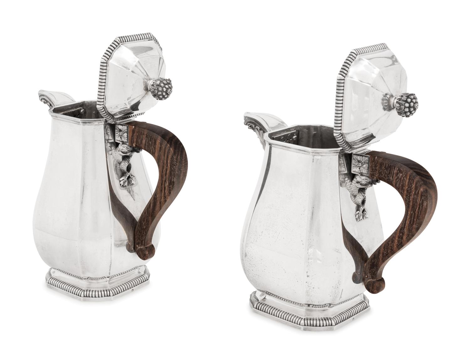 A Near Pair of French Silver Coffee Pots
