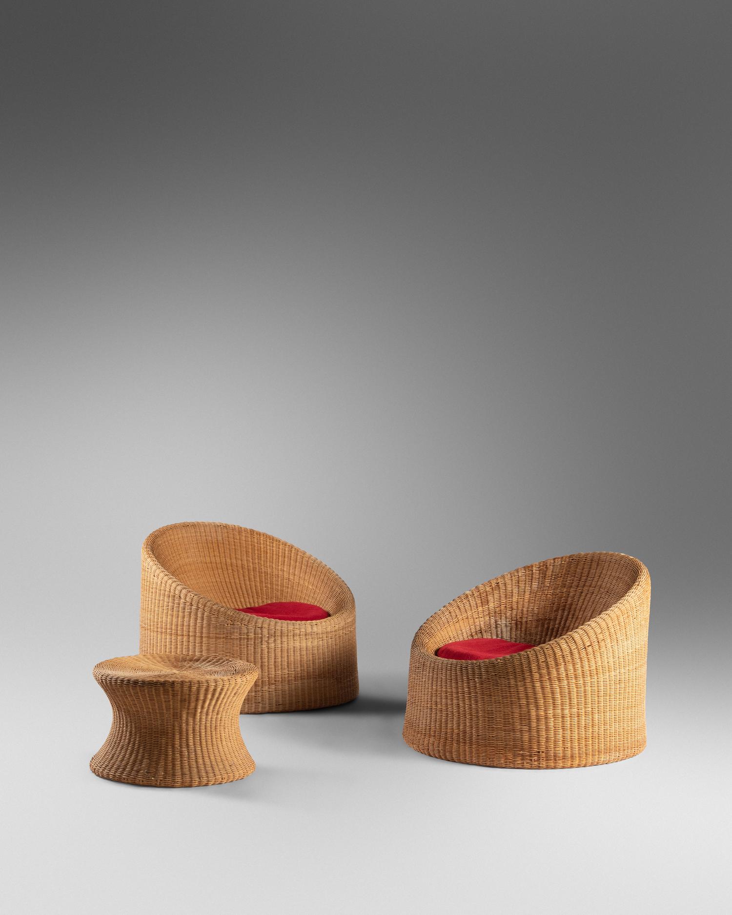 Pair of Lounge Chairs and Ottoman, Asko, Finland