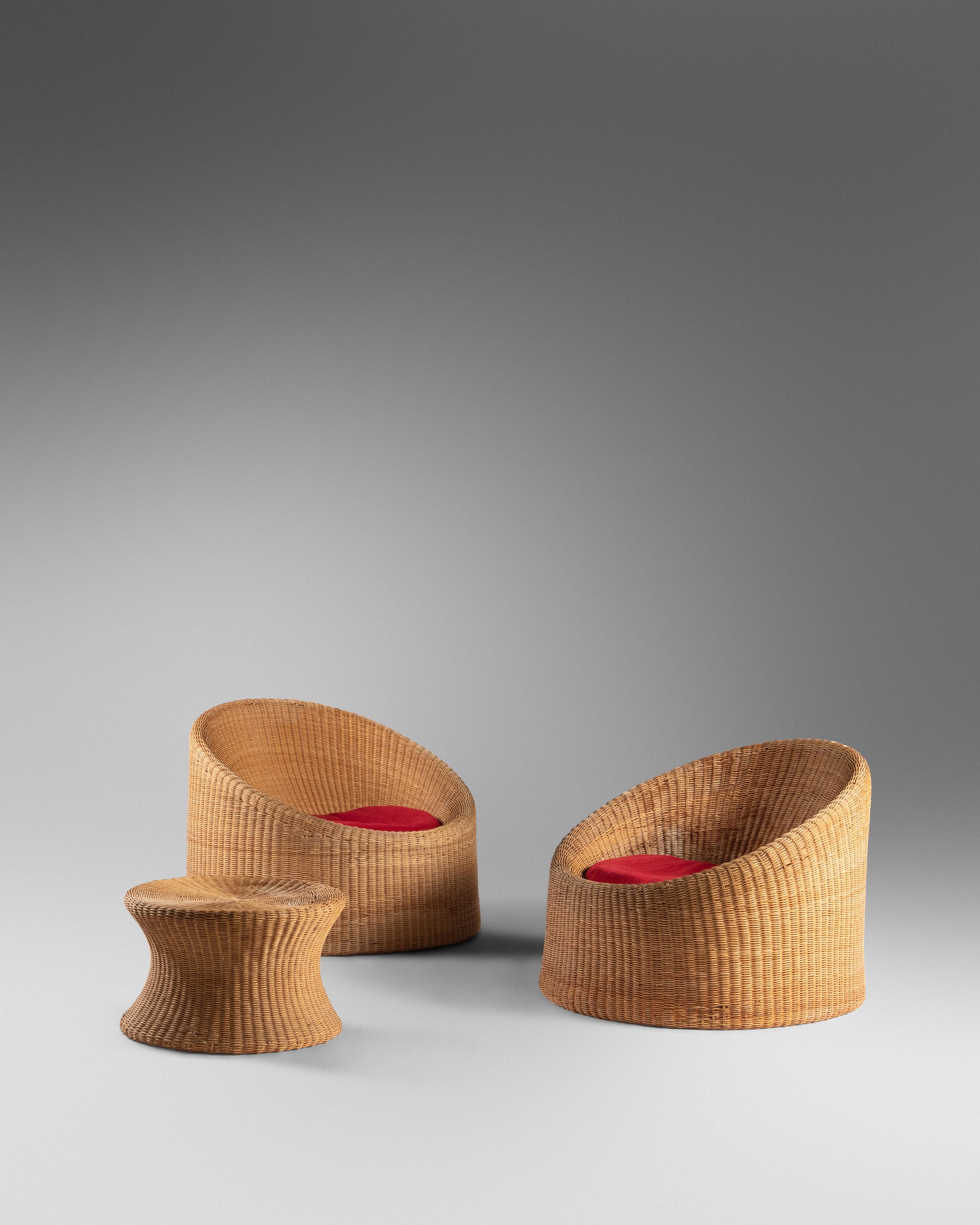 Pair of Lounge Chairs and Ottoman, Asko, Finland