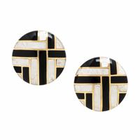 Asch Grossbardt, Onyx, Mother-of-Pearl, and Yellow Gold Earrings
