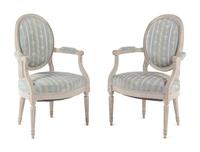 A Set of Four Louis XVI Grey-Painted Fauteuils