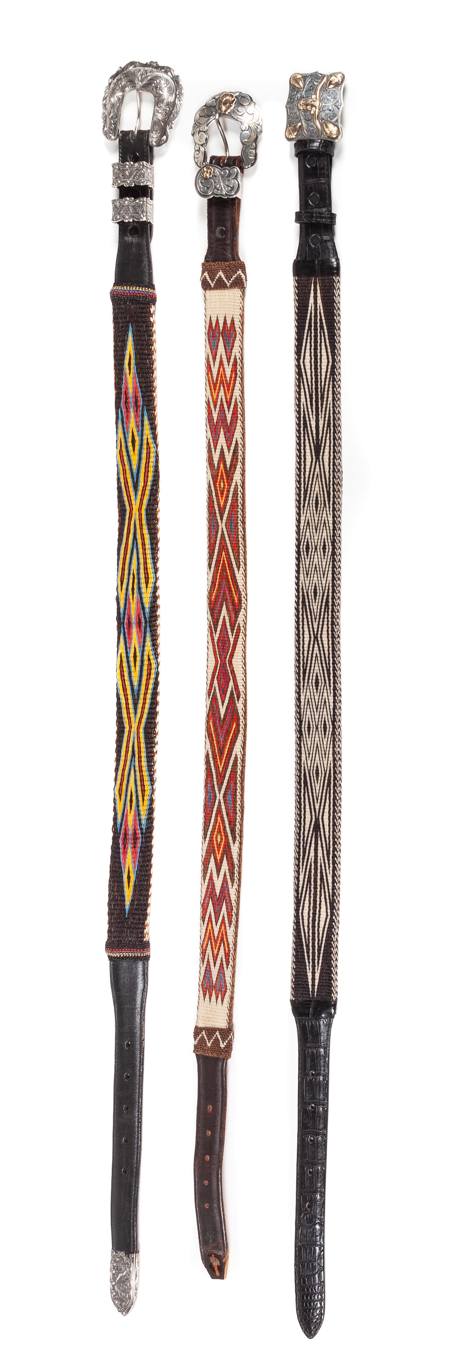 Three Western Style Horse Hair Belts Length of largest 38 inches