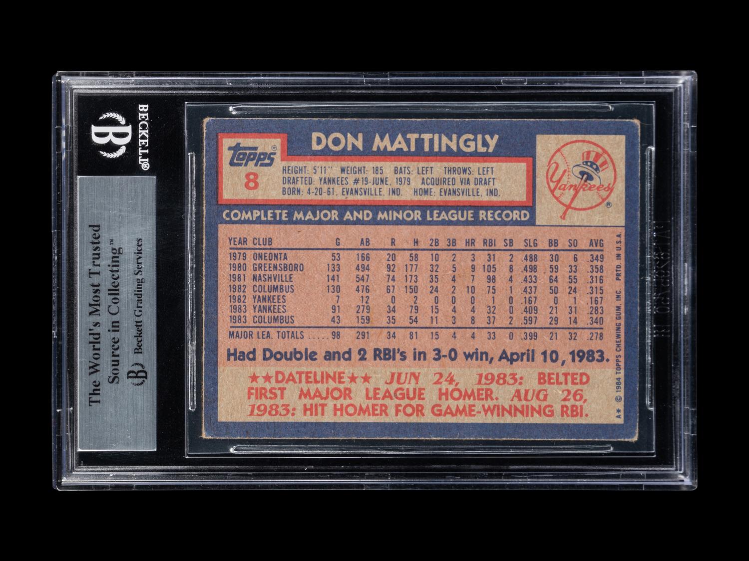 A Group of Four Dave Winfield and Don Mattingly Signed Baseball Cards Including Autographed Rookies of Both